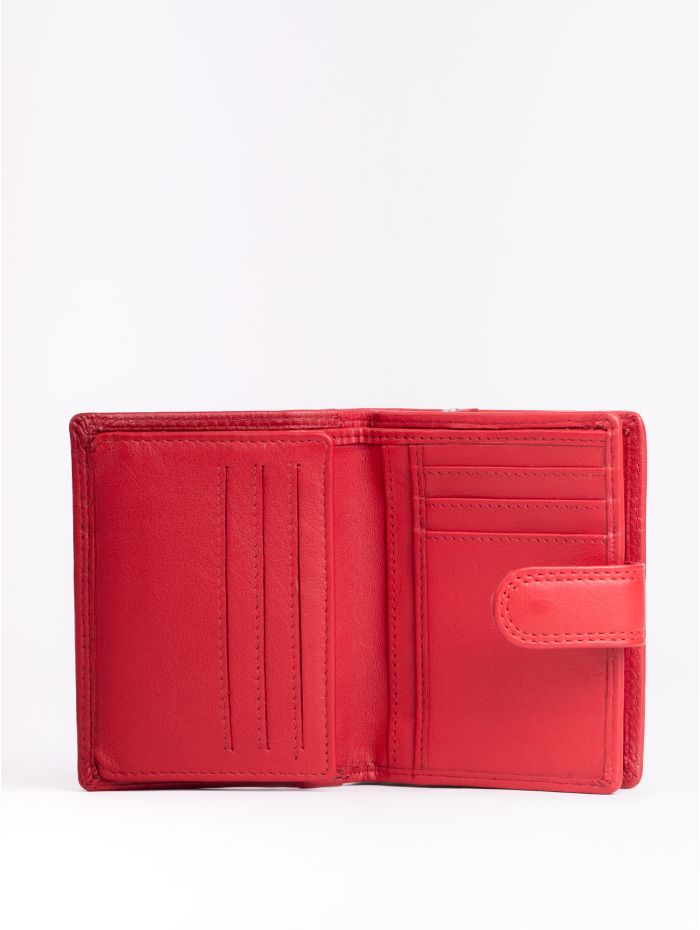 Small Leather Tab Purse in Red