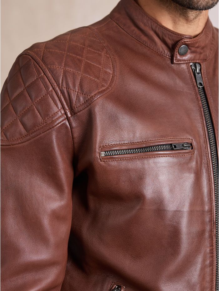 Stonecroft Leather Jacket in Dark Tan