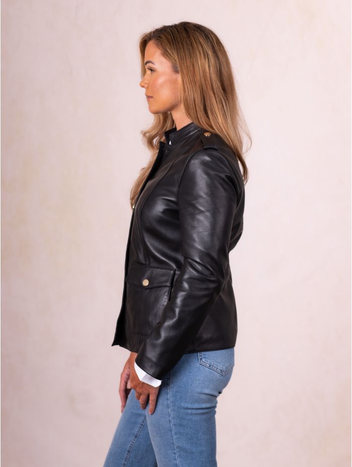 Millom Leather Jacket in Black