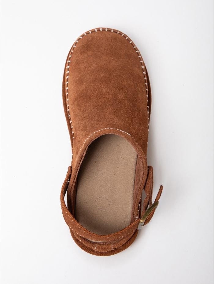 Sheepskin Slider Clog Slipper in Tan