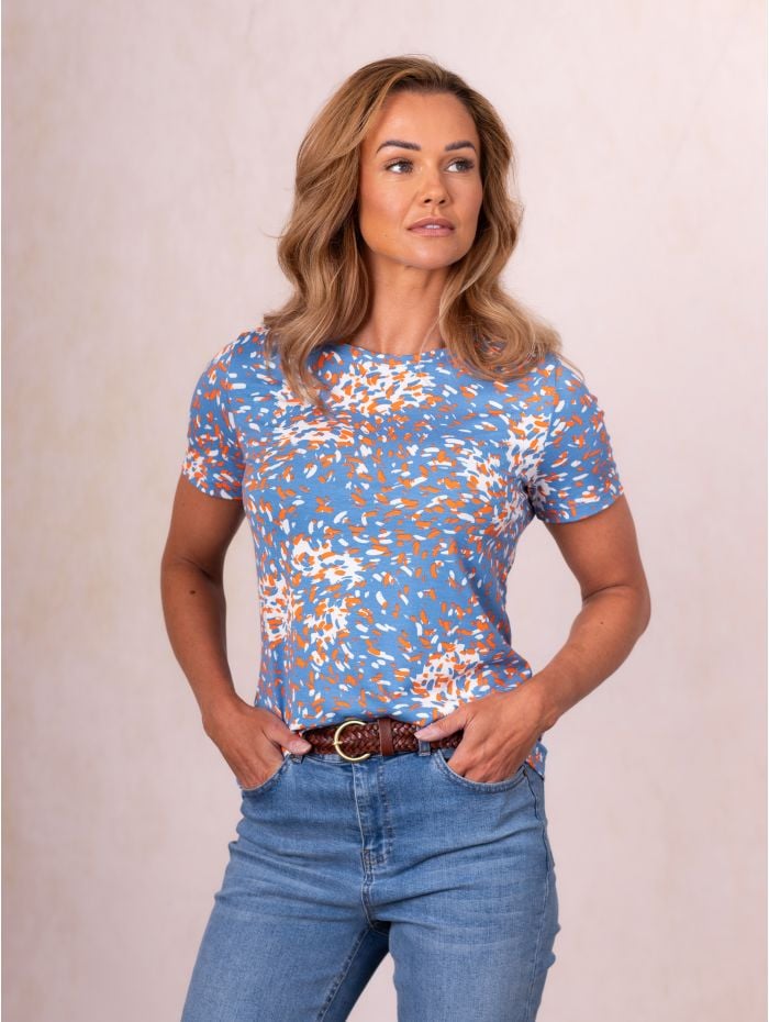 Brea Short Sleeve Jersey Top in Blue