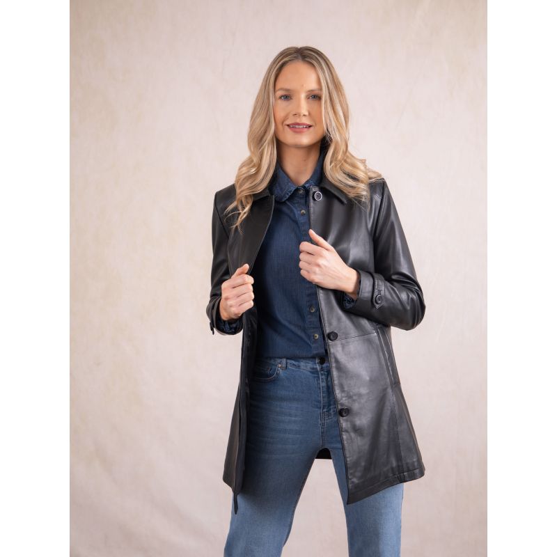 Lakeland Leather Bilsco Longline Leather Jacket in Black