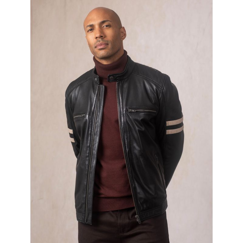 Charlie II Leather Racer Jacket in Black | Lakeland Leather