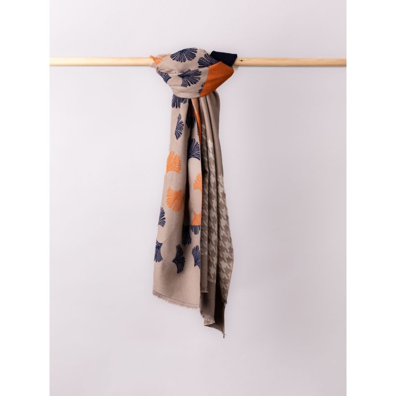 Georgina Print Scarf Taupe Orange