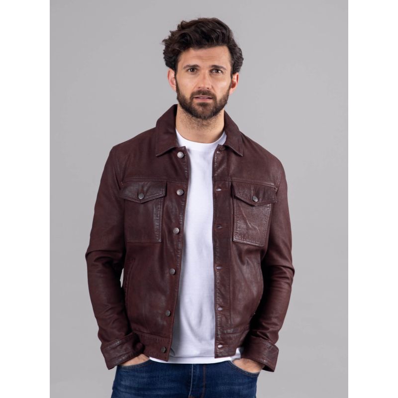 Lakeland Leather Milburn Leather Jacket in Mahogany Brown Lakeland