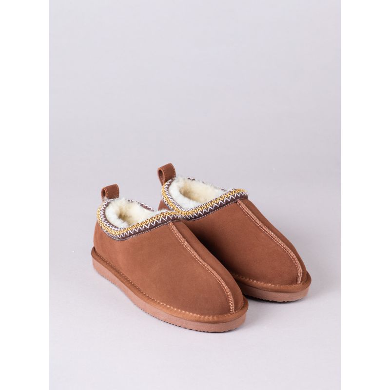 Sheepskin Embroidered Clog Slippers