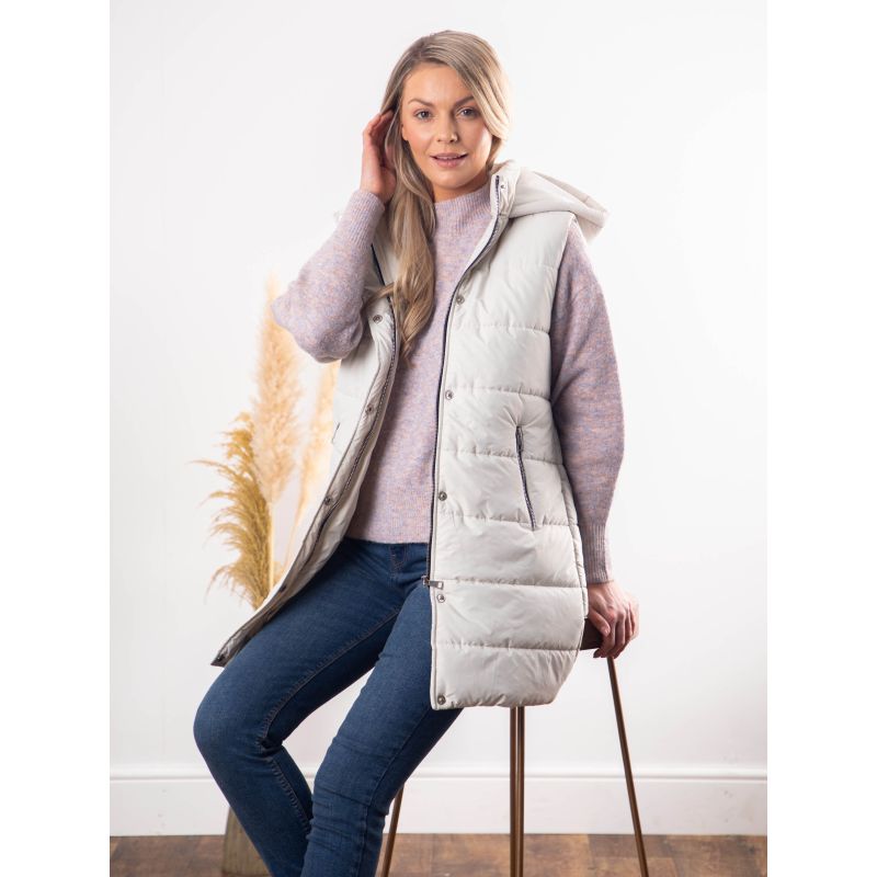 Natalie Longline Padded Gilet Pearl