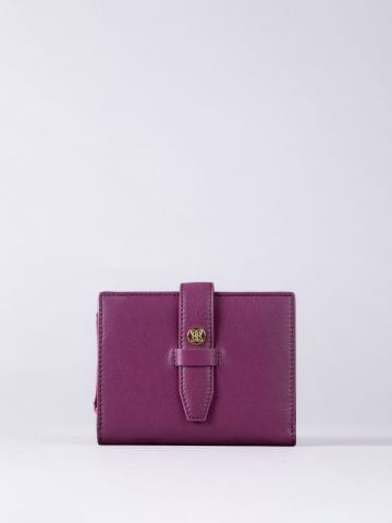 Lakeland Leather Icon Stud Small Leather Tab Purse in Cranberry