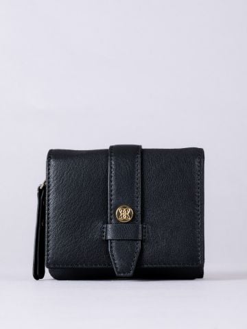 Lakeland Leather Icon Stud Mini Leather Flapover Tab Purse in Black