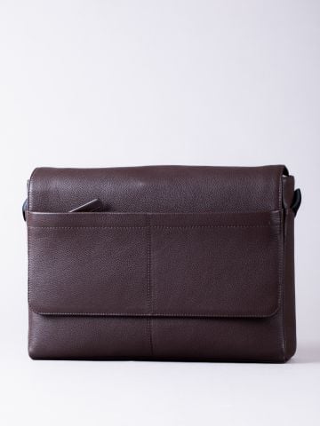 Lakeland Leather Crummock Leather Laptop Messenger Bag in Dark Brown