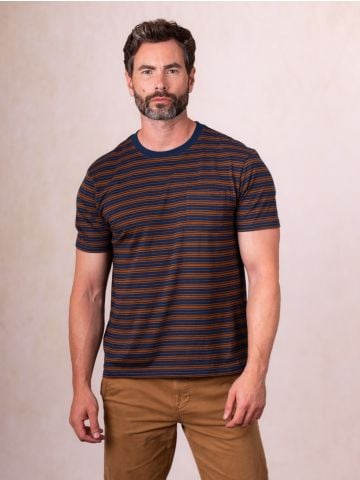 Lakeland Leather Striped T-Shirt in Navy and Rust