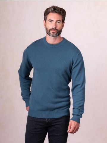 Lakeland Leather Robinson Wool Blend Crew Neck Jumper in Blue