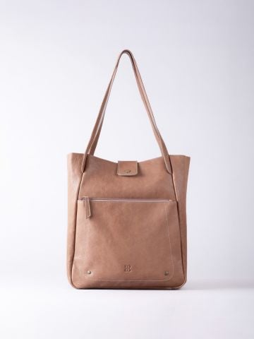 Lakeland Leather Harstone Leather Slouch Tote Bag in Taupe
