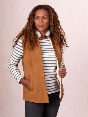 Lakeland Leather Grange Sheepskin Gilet in Tan