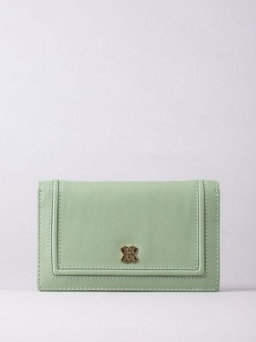 Lakeland Leather Icon Medium Leather Flapover Purse in Sage Green