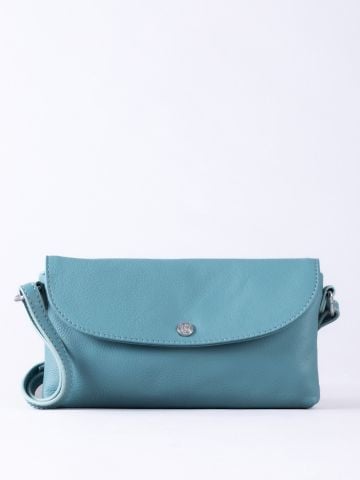 Lakeland Leather Tawns Leather Mini Flapover Bag in Mineral Blue