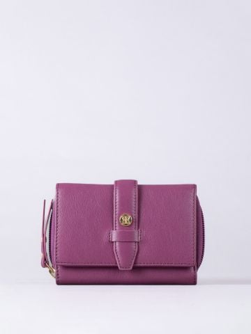 Lakeland Leather Icon Stud Medium Leather Tab Purse in Cranberry