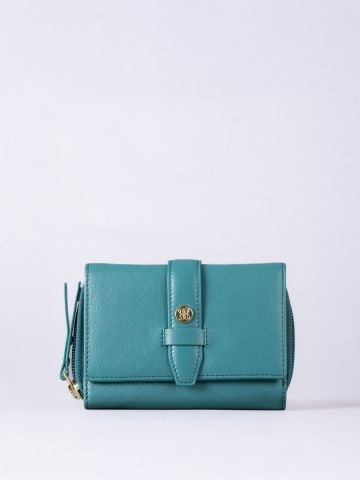 Lakeland Leather Icon Stud Medium Leather Tab Purse in Teal