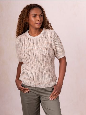 Lakeland Leather Clementine Knitted Short Sleeve Jumper in Orange
