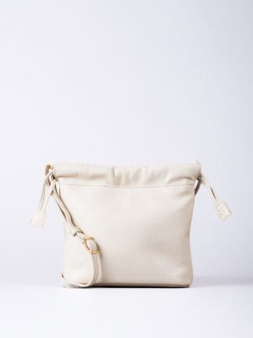 Lakeland Leather Eskrigg Leather Drawstring Cross Body Bag in White