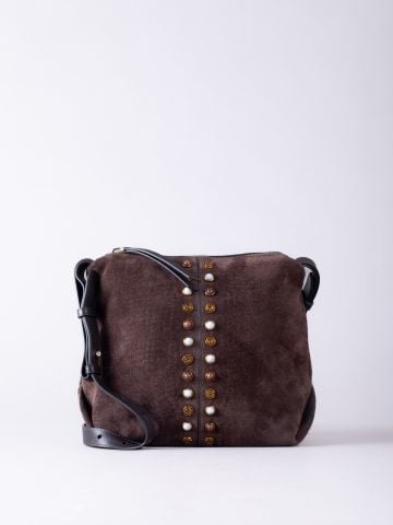 Lakeland Leather Buttermere Suede Cross Body Bag in Chocolate Brown