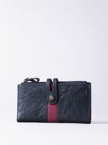 Lakeland Leather Hartsop Leather Double Zip Purse in Black & Burgundy