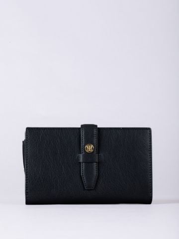 Lakeland Leather Icon Stud Large Leather Tab Purse in Black