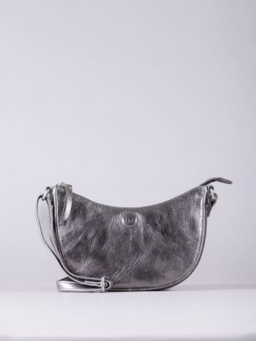 Lakeland Leather Coniston Crescent Leather Cross Body Bag in Metallic Pewter