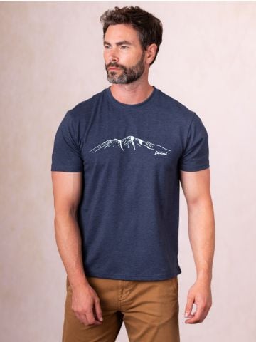 Lakeland Leather Mountain Print Cotton Blend T-Shirt in Blue