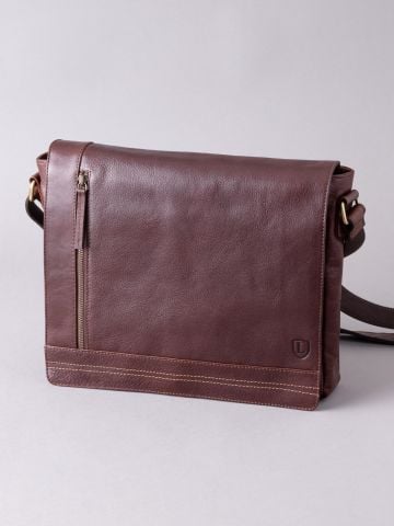 Lakeland Leather Keswick Large Leather Messenger Bag in Brown