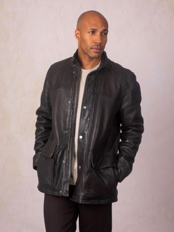 Britannia Asymmetric Zip Sheepskin Coat in Brown | Lakeland Leather