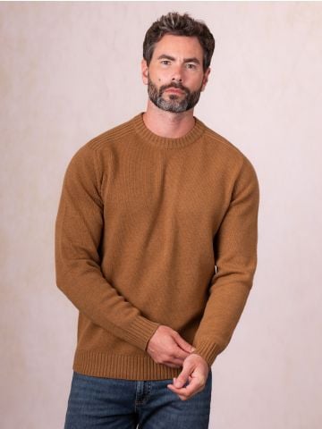 Lakeland Leather Wansfell Wool Rich Crew Neck Jumper in Brown