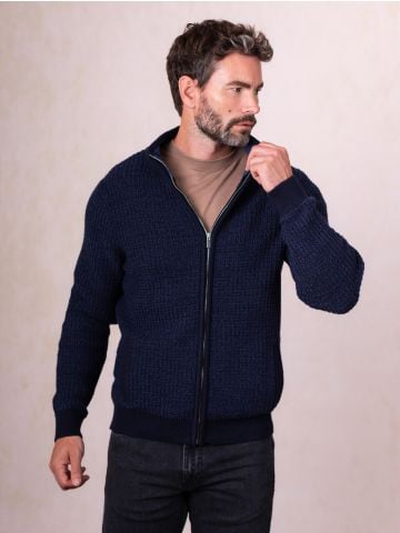 Lakeland Leather Braithwaite Full Zip Jumper in Blue