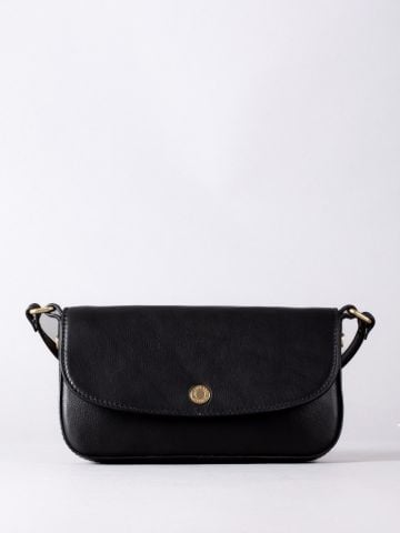 Lakeland Leather Tarnbeck Small Leather Flapover Cross Body Bag in Black