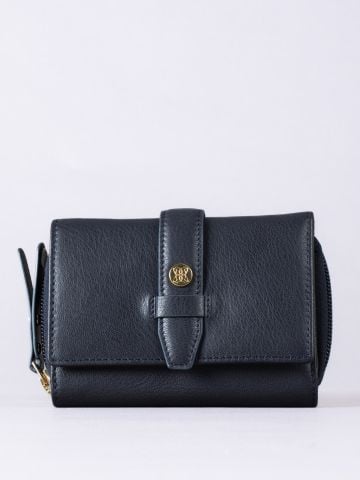 Lakeland Leather Icon Stud Medium Leather Tab Purse in Navy