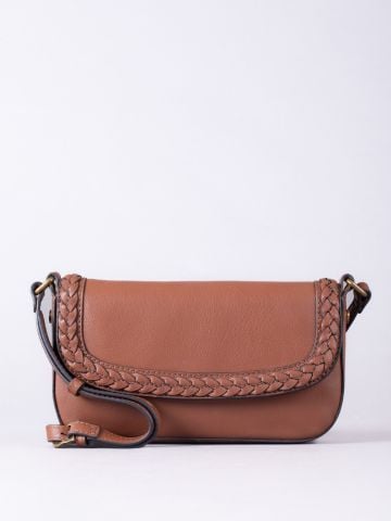 Lakeland Leather Tarnbeck Leather Braid Cross Body Bag in Tan