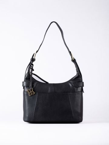 Lakeland Leather Newby Leather Hobo Shoulder Bag in Black