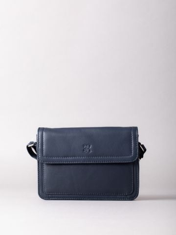 Lakeland Leather Enderby Flapover Leather Cross Body Bag in Navy
