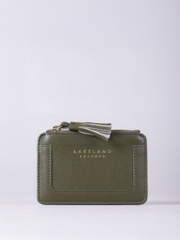 Lakeland Leather Tarraby Leather Coin and Card Holder in Olive Green
