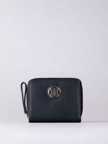 Lakeland Leather Icon Embossed Small Leather Zip Purse in Black