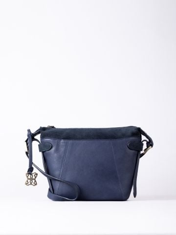 Bridge Leather Cross Body Bag in Navy