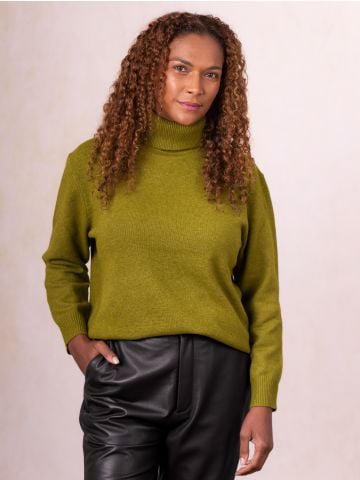 Lakeland Leather Felicity Roll Neck Jumper in Green