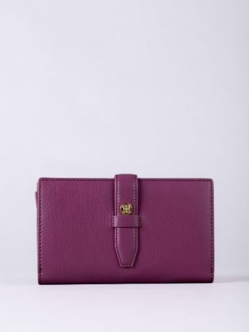Lakeland Leather Icon Stud Large Leather Tab Purse in Cranberry