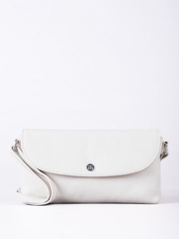 Lakeland Leather Tawns Leather Mini Flapover Bag in Off White