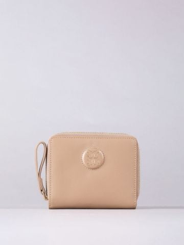 Lakeland Leather Icon Embossed Small Leather Zip Purse in Camel