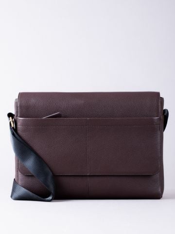 Lakeland Leather Crummock Leather Laptop Messenger Bag in Dark Brown