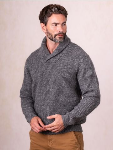 Lakeland Leather Skiddaw Shawl Neck Wool Blend Jumper in Grey
