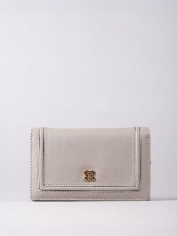 Lakeland Leather Icon Medium Leather Flapover Purse in Grey