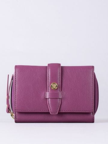 Lakeland Leather Icon Stud Medium Leather Tab Purse in Cranberry