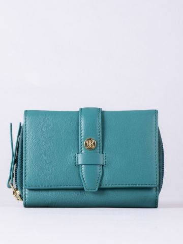 Lakeland Leather Icon Stud Medium Leather Tab Purse in Teal